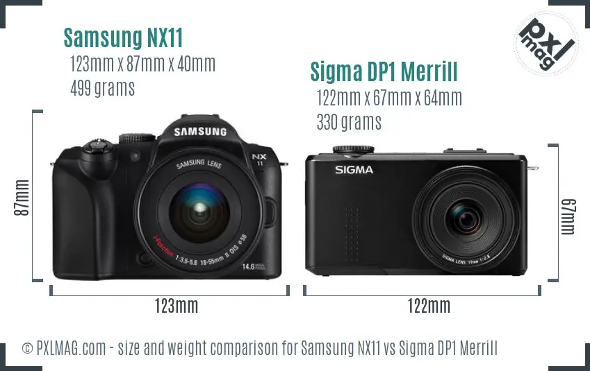 Samsung NX11 vs Sigma DP1 Merrill size comparison