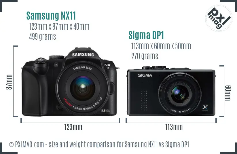 Samsung NX11 vs Sigma DP1 size comparison