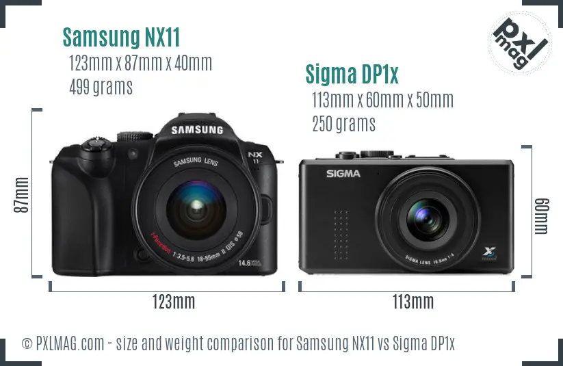 Samsung NX11 vs Sigma DP1x size comparison