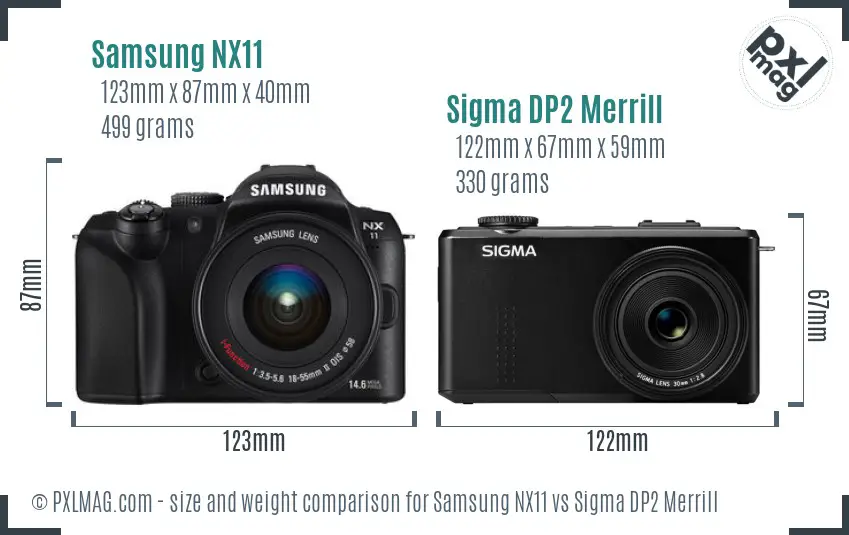 Samsung NX11 vs Sigma DP2 Merrill size comparison