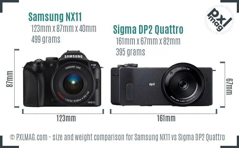 Samsung NX11 vs Sigma DP2 Quattro size comparison