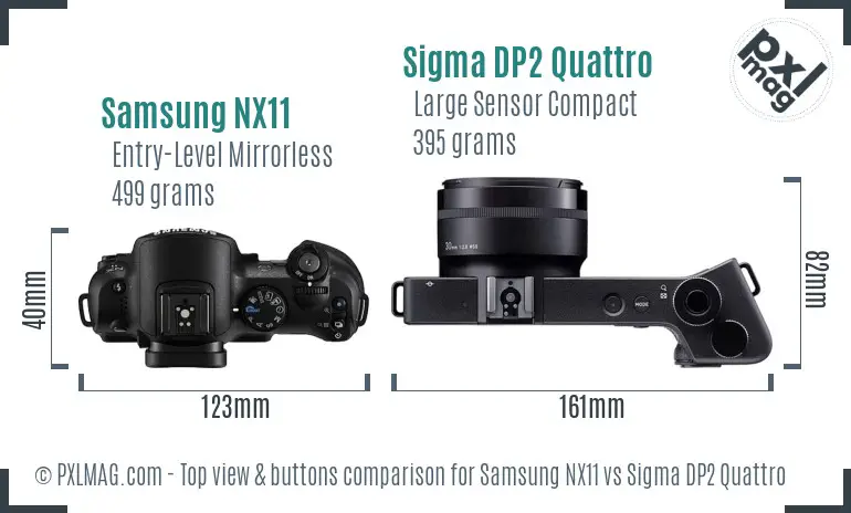 Samsung NX11 vs Sigma DP2 Quattro top view buttons comparison