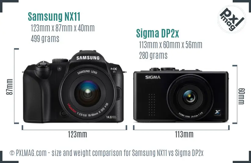 Samsung NX11 vs Sigma DP2x size comparison