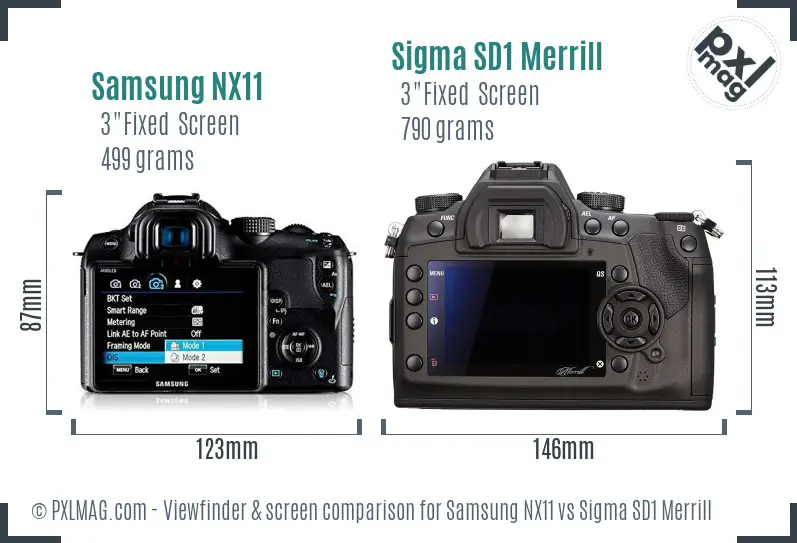 Samsung NX11 vs Sigma SD1 Merrill Screen and Viewfinder comparison