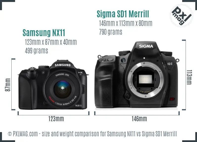 Samsung NX11 vs Sigma SD1 Merrill size comparison