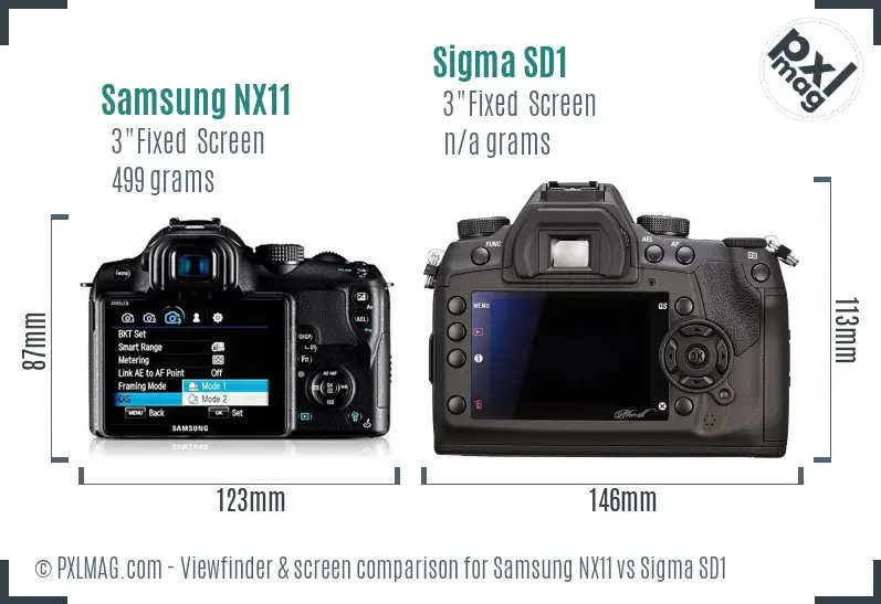 Samsung NX11 vs Sigma SD1 Screen and Viewfinder comparison