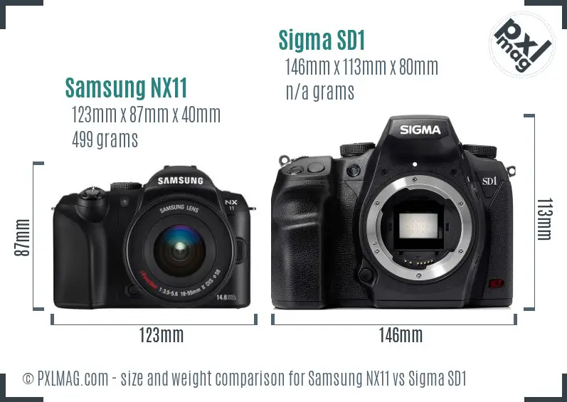 Samsung NX11 vs Sigma SD1 size comparison