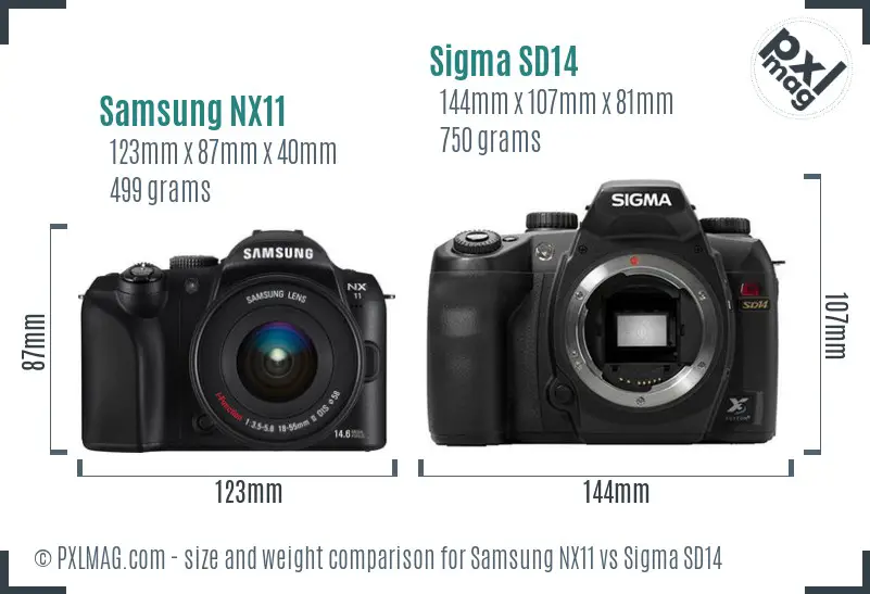 Samsung NX11 vs Sigma SD14 size comparison