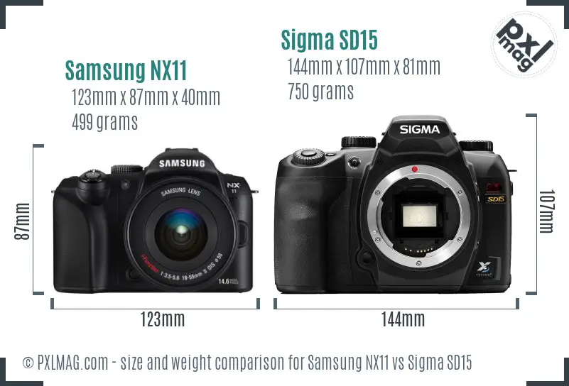 Samsung NX11 vs Sigma SD15 size comparison