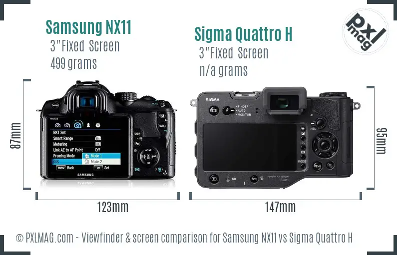 Samsung NX11 vs Sigma Quattro H Screen and Viewfinder comparison