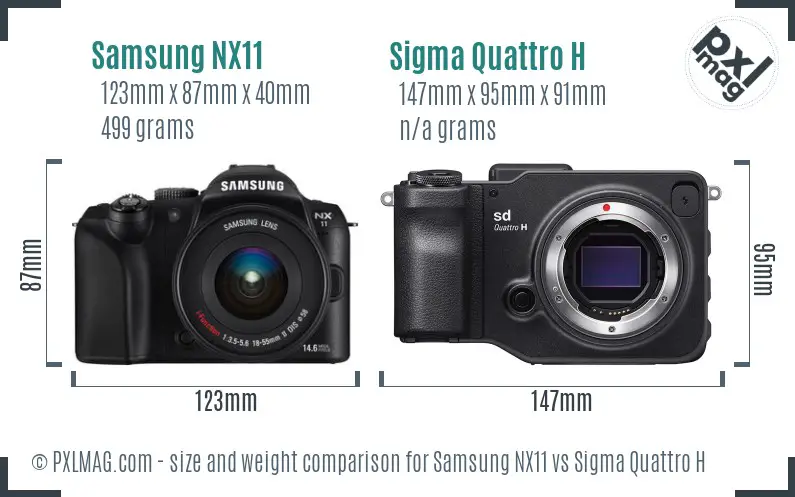 Samsung NX11 vs Sigma Quattro H size comparison
