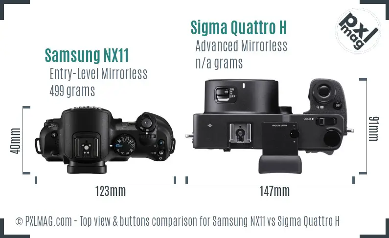 Samsung NX11 vs Sigma Quattro H top view buttons comparison