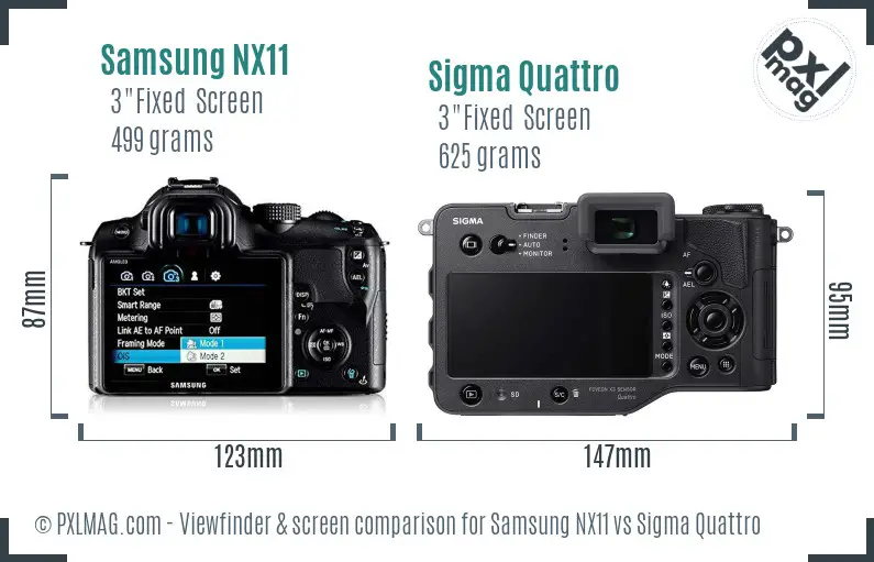 Samsung NX11 vs Sigma Quattro Screen and Viewfinder comparison