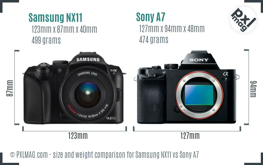 Samsung NX11 vs Sony A7 size comparison
