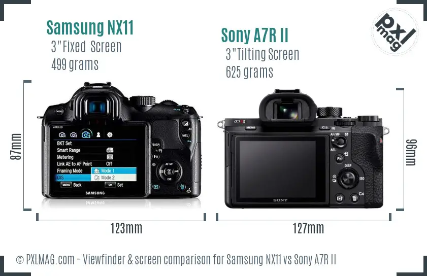 Samsung NX11 vs Sony A7R II Screen and Viewfinder comparison