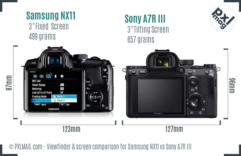 Samsung NX11 vs Sony A7R III Screen and Viewfinder comparison