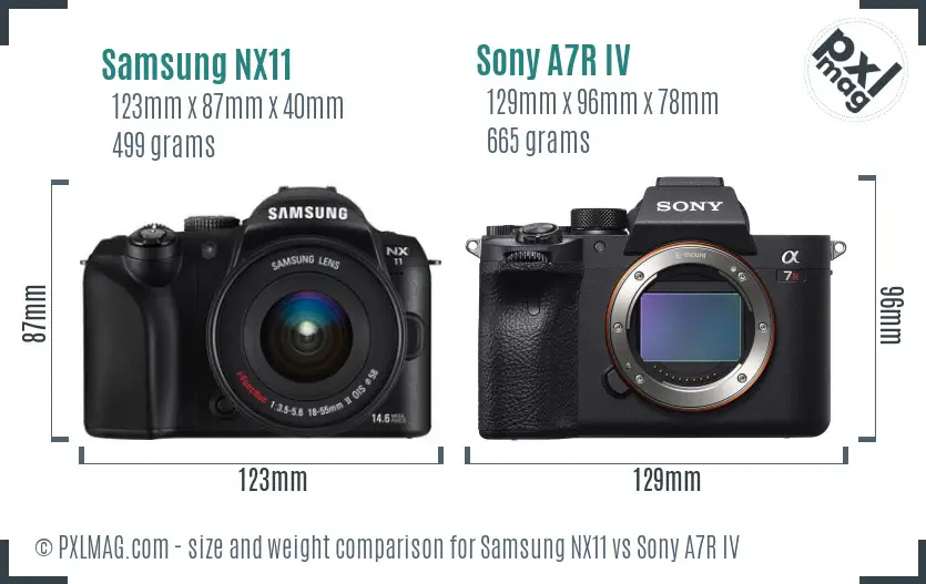Samsung NX11 vs Sony A7R IV size comparison