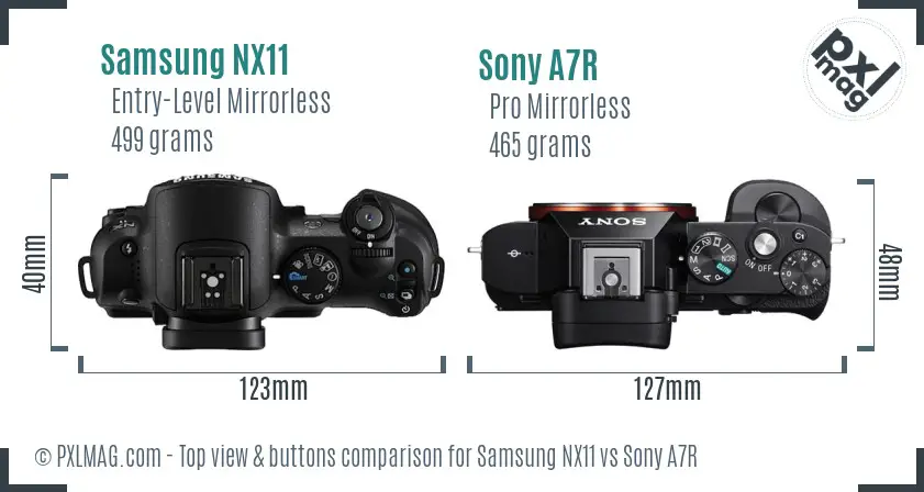 Samsung NX11 vs Sony A7R top view buttons comparison