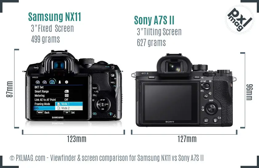 Samsung NX11 vs Sony A7S II Screen and Viewfinder comparison