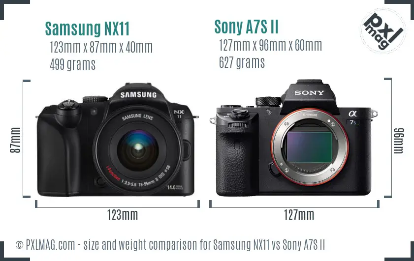 Samsung NX11 vs Sony A7S II size comparison