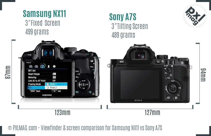 Samsung NX11 vs Sony A7S Screen and Viewfinder comparison