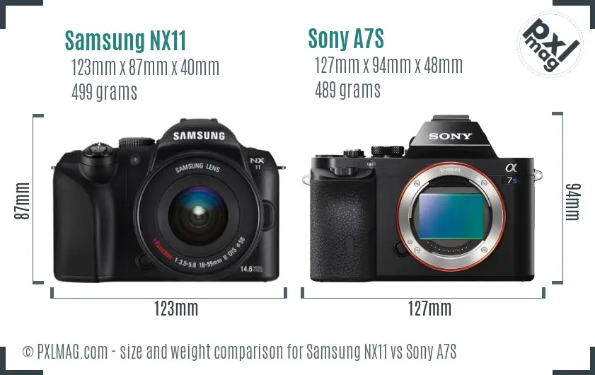 Samsung NX11 vs Sony A7S size comparison