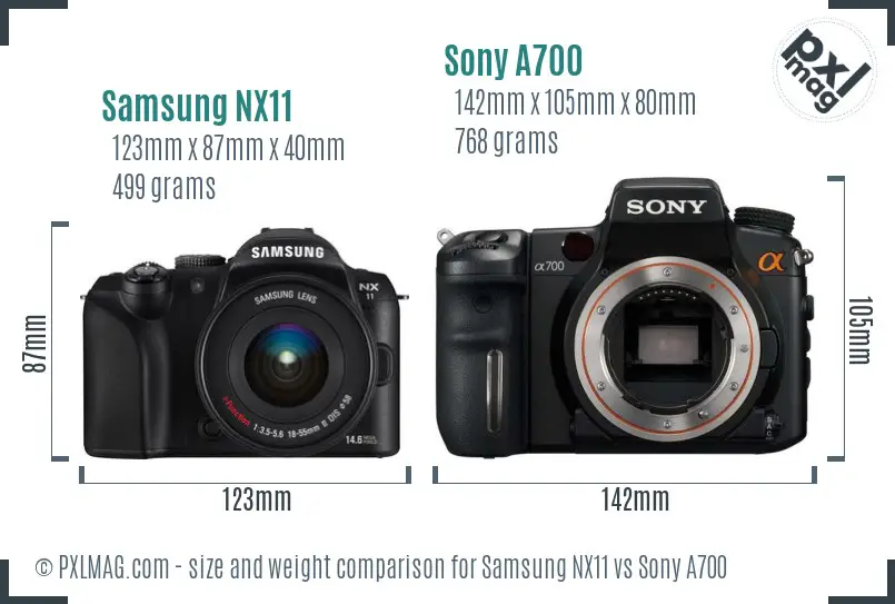 Samsung NX11 vs Sony A700 size comparison