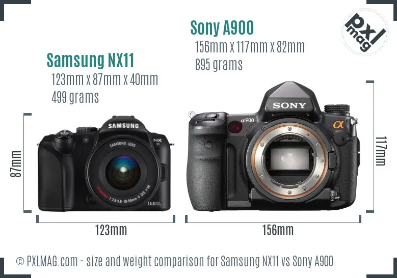 Samsung NX11 vs Sony A900 size comparison