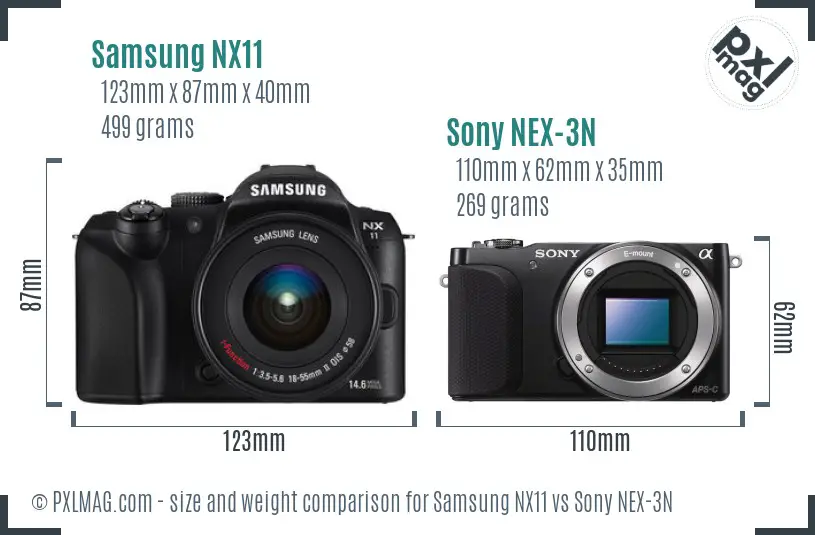 Samsung NX11 vs Sony NEX-3N size comparison