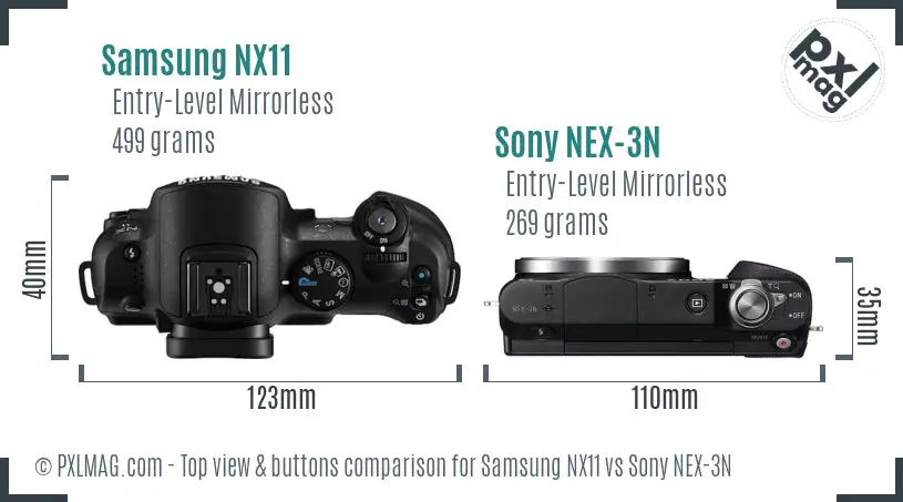 Samsung NX11 vs Sony NEX-3N top view buttons comparison