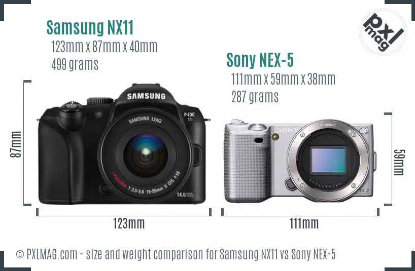 Samsung NX11 vs Sony NEX-5 size comparison