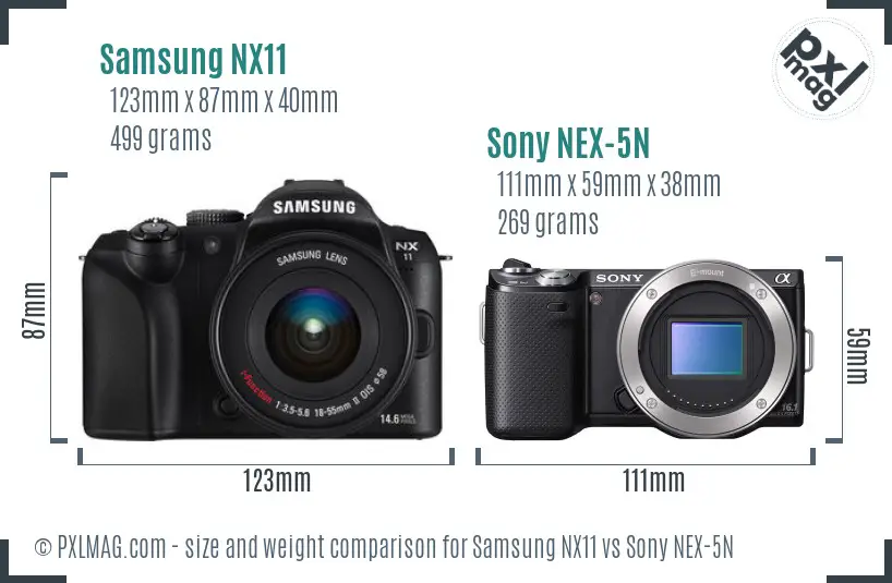 Samsung NX11 vs Sony NEX-5N size comparison