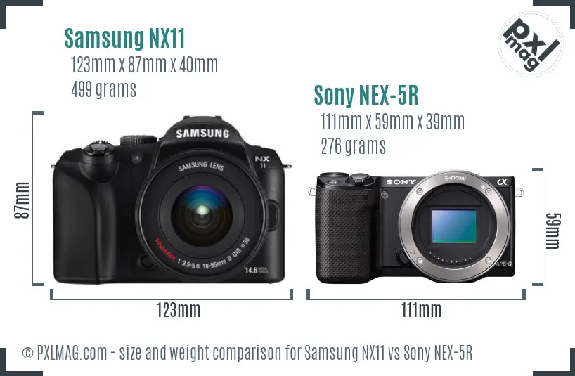 Samsung NX11 vs Sony NEX-5R size comparison