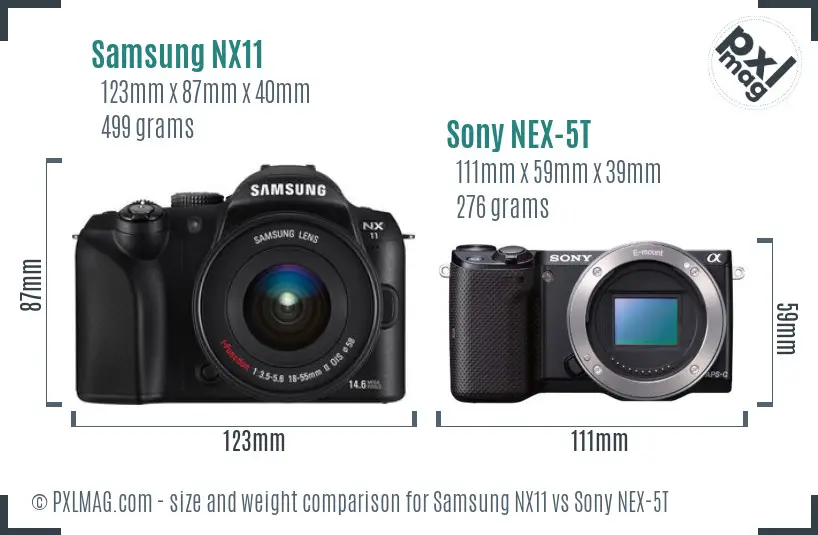Samsung NX11 vs Sony NEX-5T size comparison