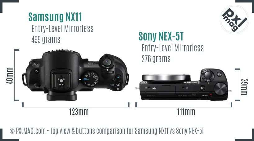 Samsung NX11 vs Sony NEX-5T top view buttons comparison