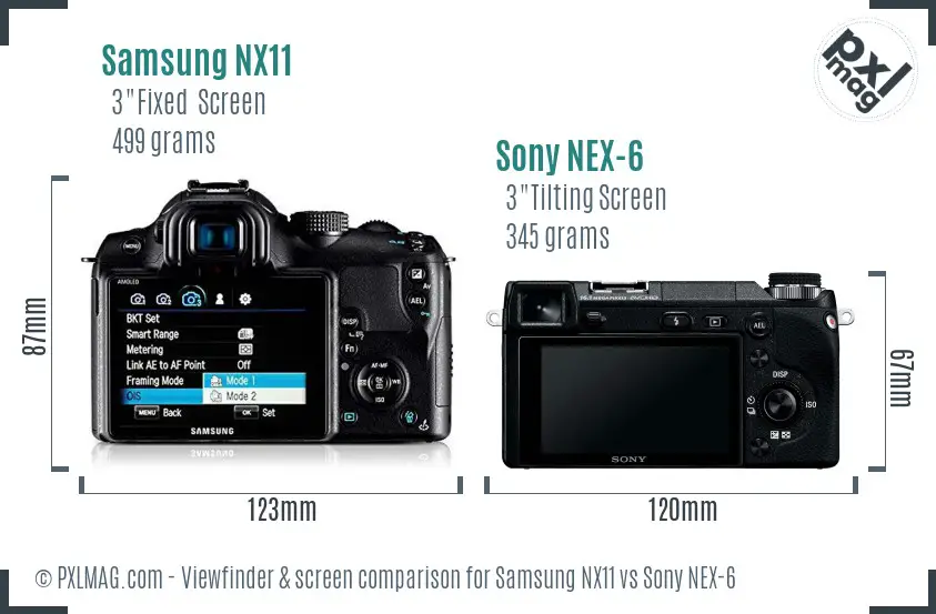 Samsung NX11 vs Sony NEX-6 Screen and Viewfinder comparison