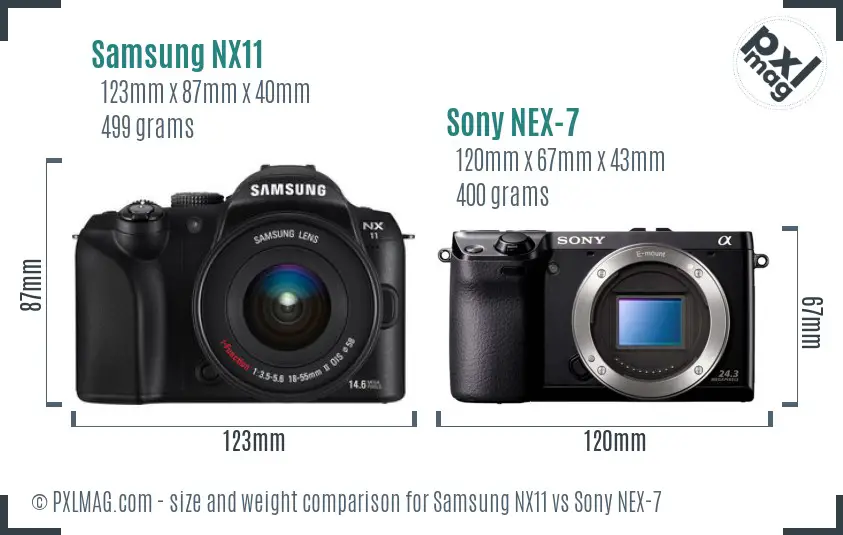 Samsung NX11 vs Sony NEX-7 size comparison