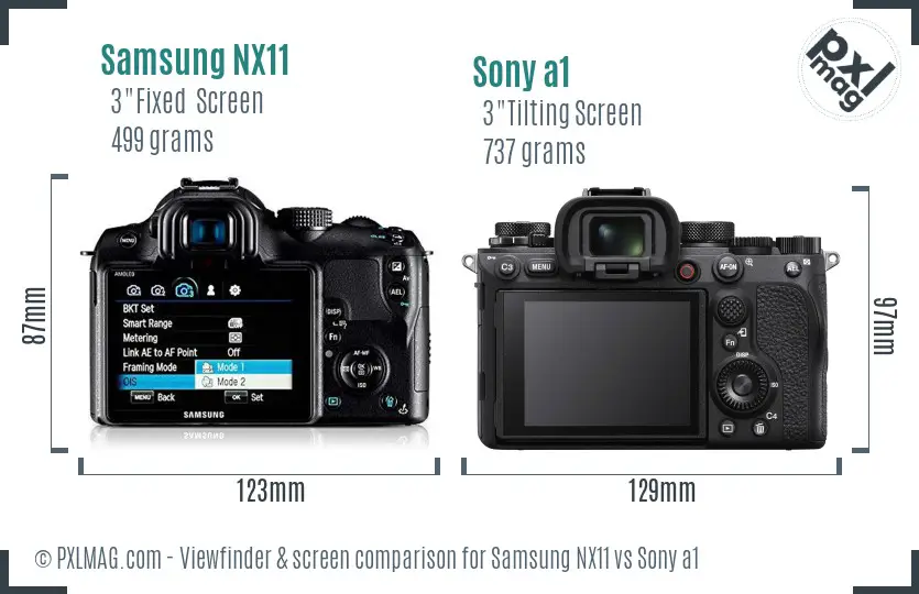 Samsung NX11 vs Sony a1 Screen and Viewfinder comparison