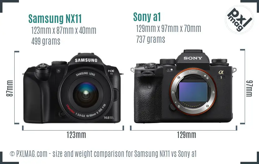 Samsung NX11 vs Sony a1 size comparison