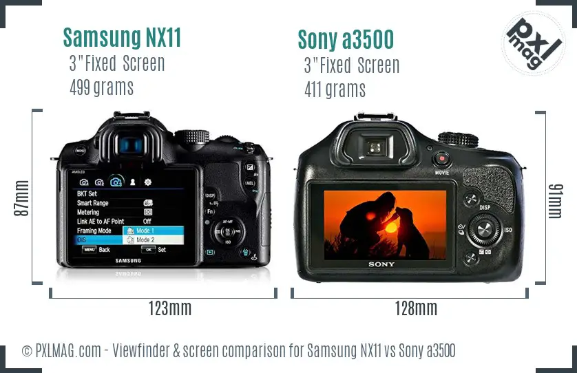 Samsung NX11 vs Sony a3500 Screen and Viewfinder comparison