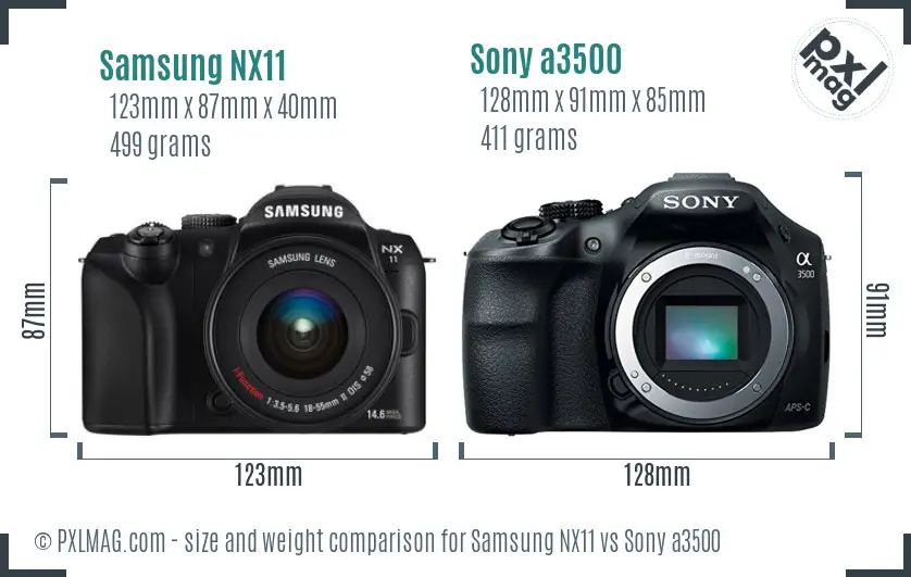 Samsung NX11 vs Sony a3500 size comparison