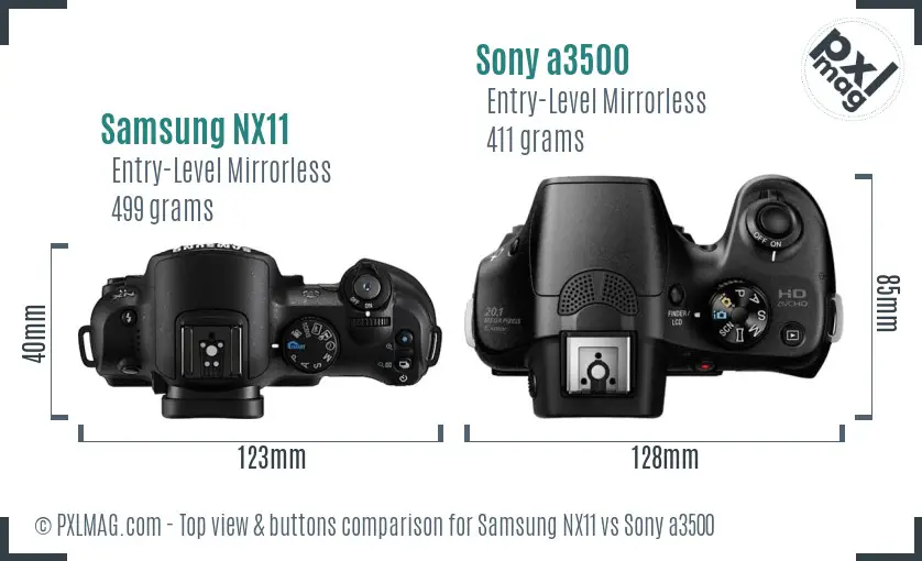 Samsung NX11 vs Sony a3500 top view buttons comparison