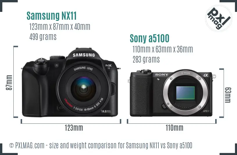 Samsung NX11 vs Sony a5100 size comparison