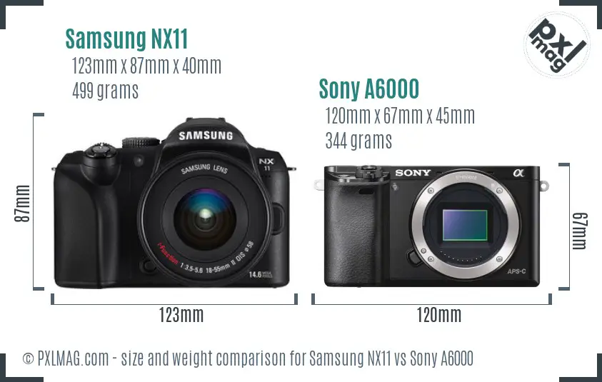 Samsung NX11 vs Sony A6000 size comparison