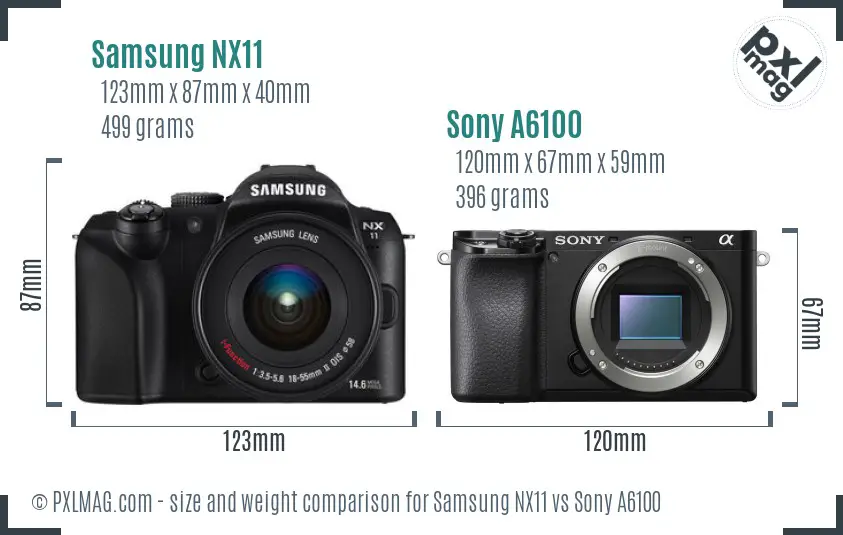 Samsung NX11 vs Sony A6100 size comparison