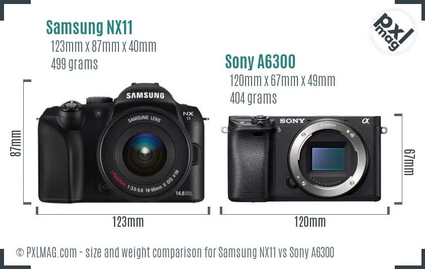 Samsung NX11 vs Sony A6300 size comparison