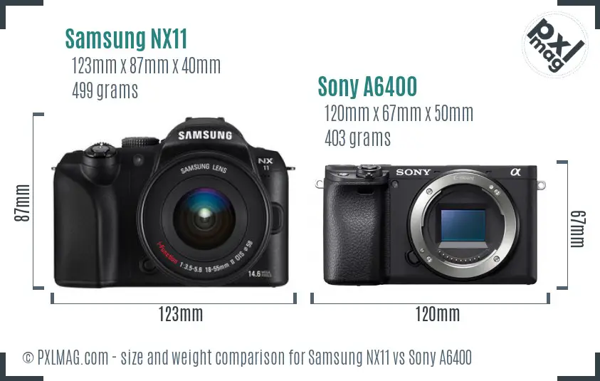 Samsung NX11 vs Sony A6400 size comparison