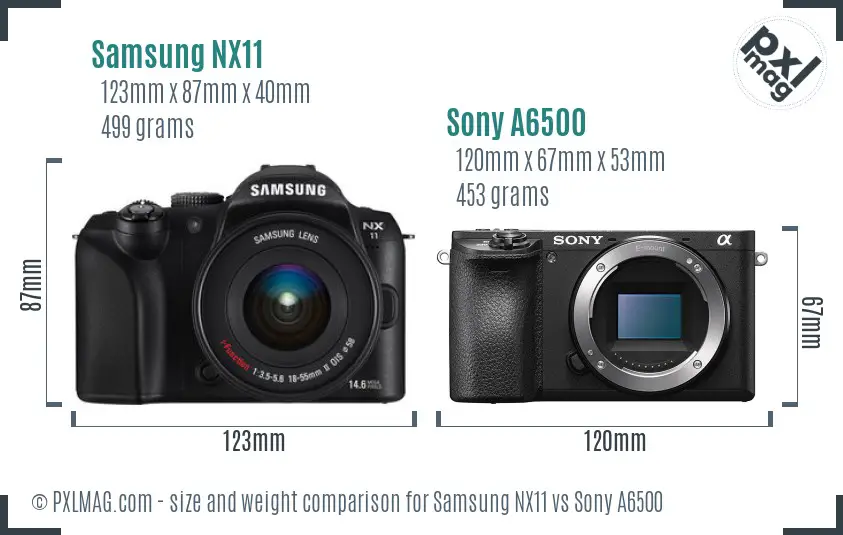 Samsung NX11 vs Sony A6500 size comparison