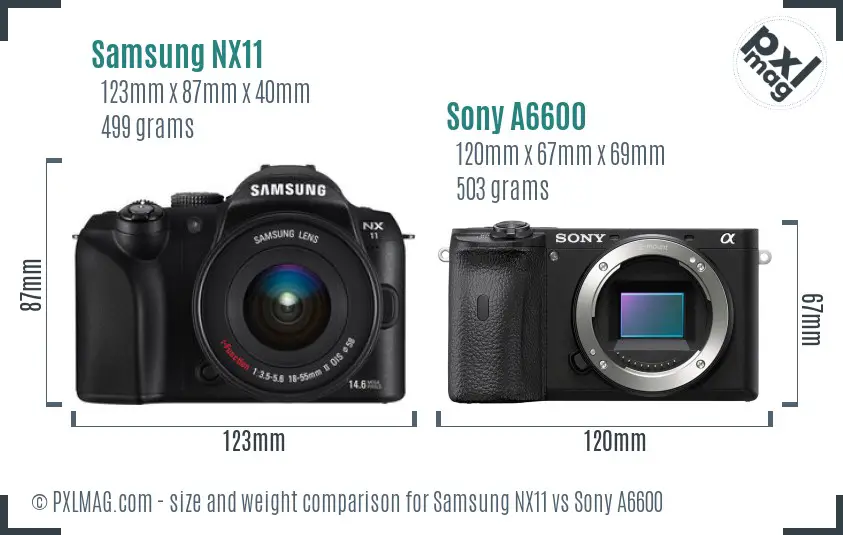 Samsung NX11 vs Sony A6600 size comparison