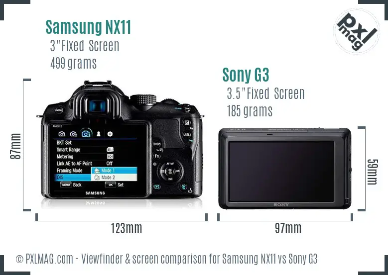 Samsung NX11 vs Sony G3 Screen and Viewfinder comparison Samsung NX11 vs Sony G3 Screen and Viewfinder comparison